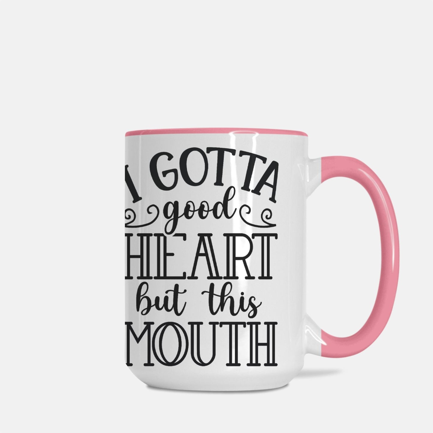 Heart and Mouth Mug Deluxe 15oz. (Pink + White)