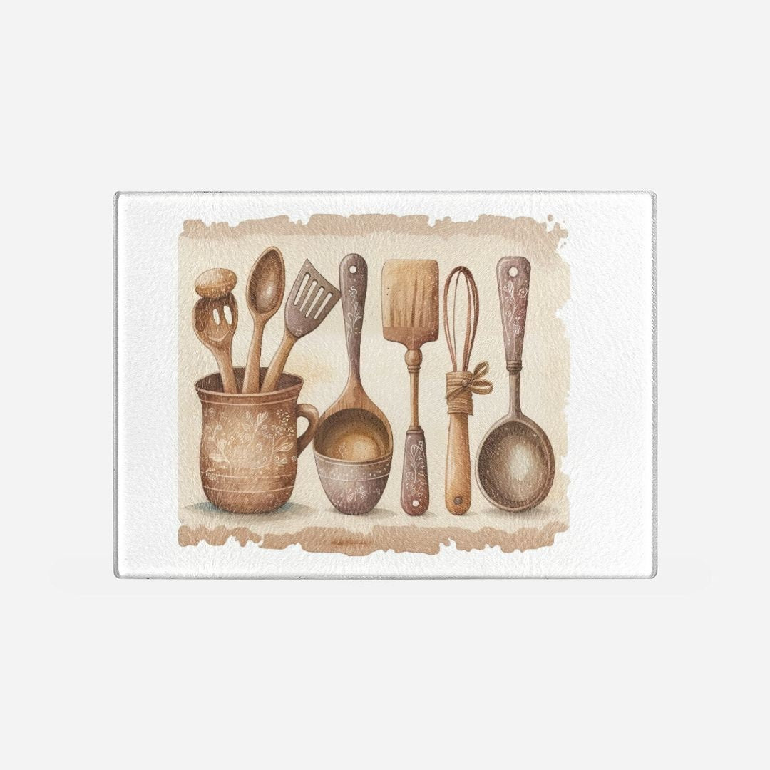 Country Kitchen Glass Cutting Board Lrg. (15.75" x 11.5")