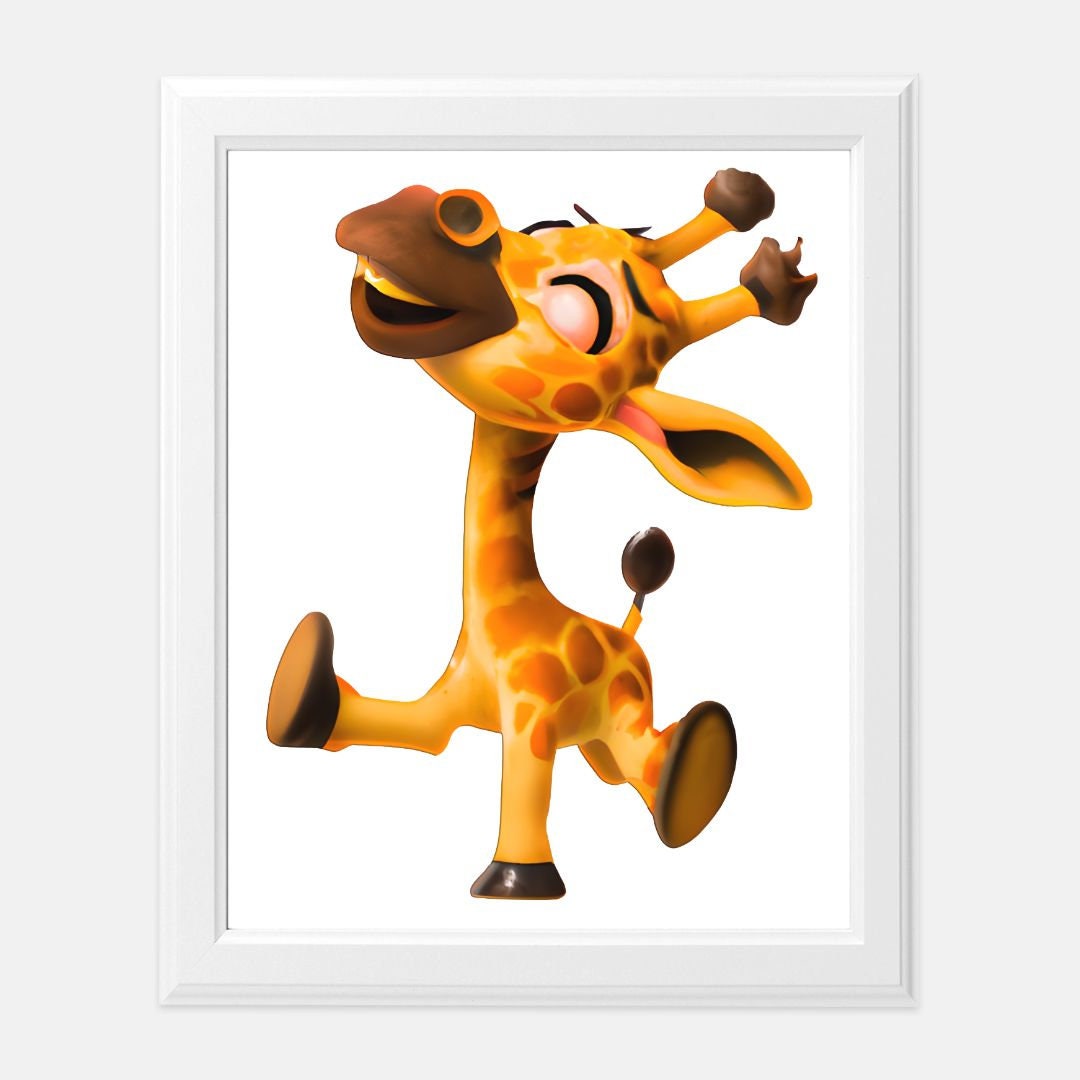 Cartoon Baby Giraffe Print 8 x10