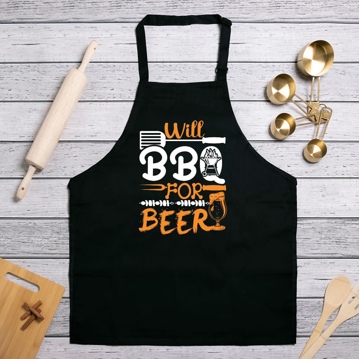 Will BBQ for Beer Apron (Full-Length)