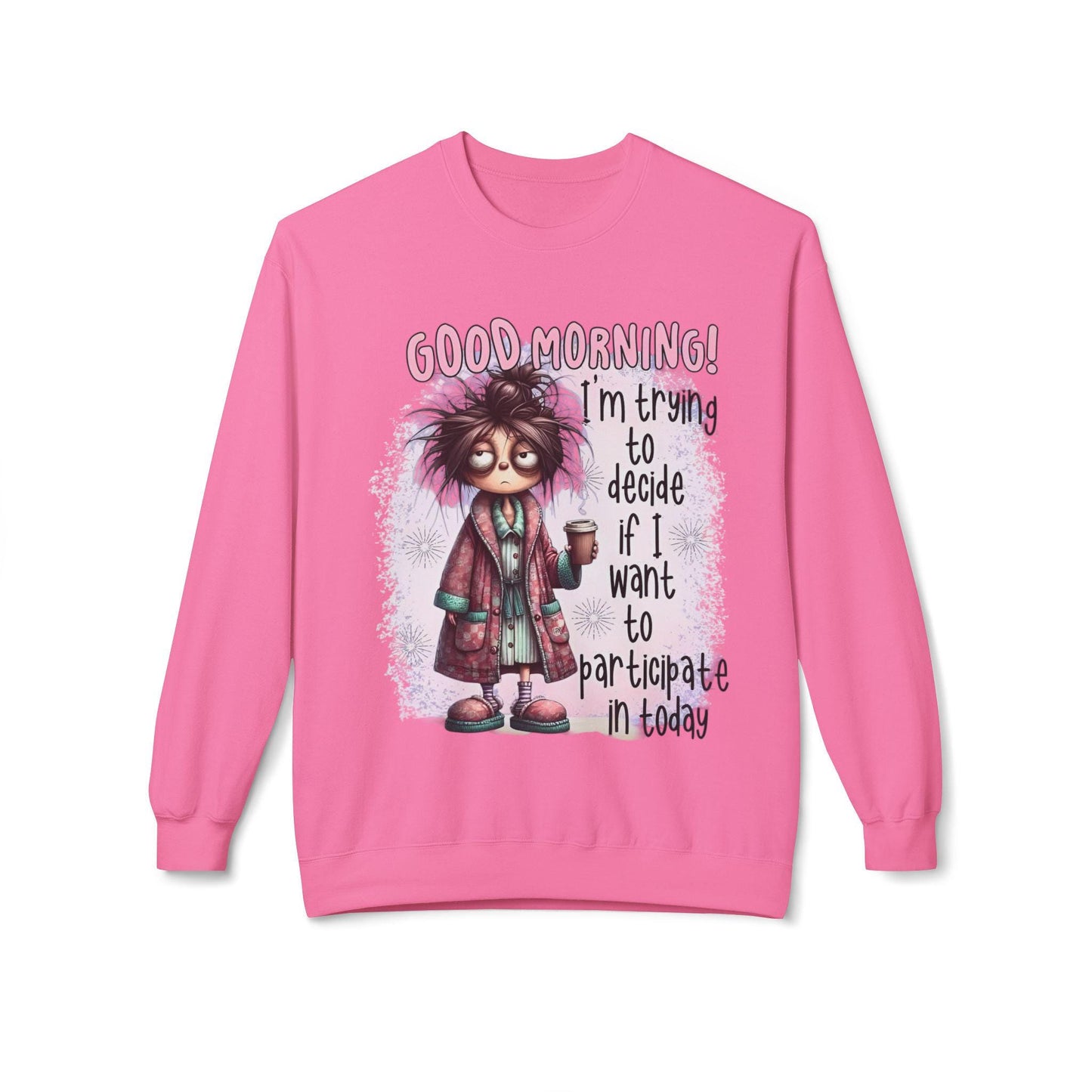Good Morning Cartoon Sweatshirt - Unisex Fleece Crewneck