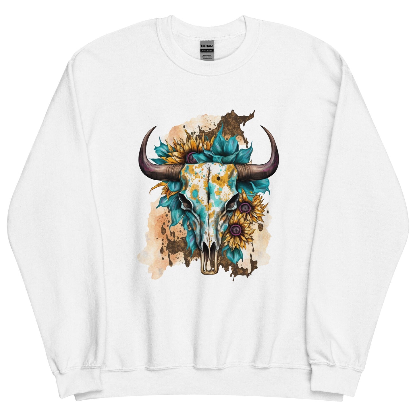 Western Skull with sunflowers Unisex Sweatshirt