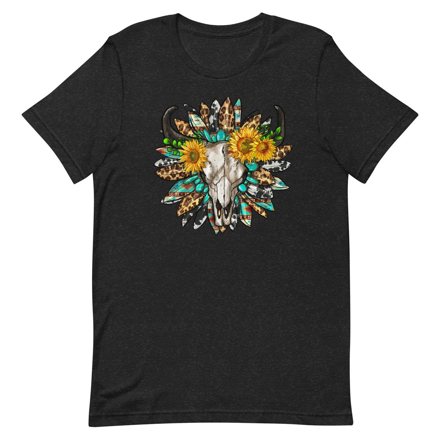 Aztec Skull with sunflowers Unisex t-shirt