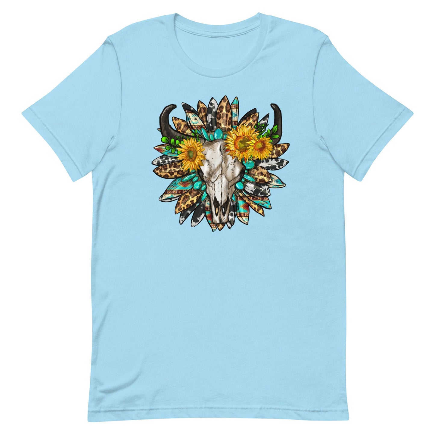 Aztec Skull with sunflowers Unisex t-shirt