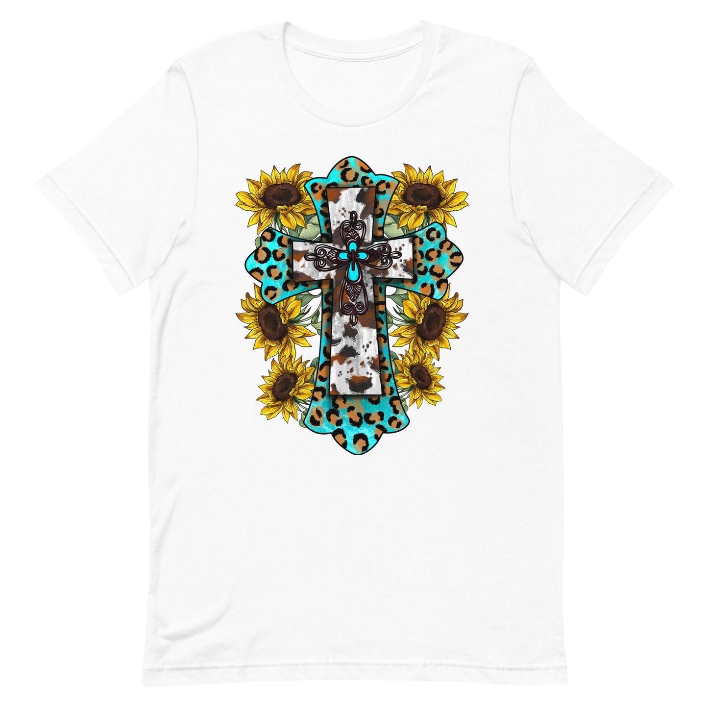 Western Cross with Sunflowers Unisex t-shirt
