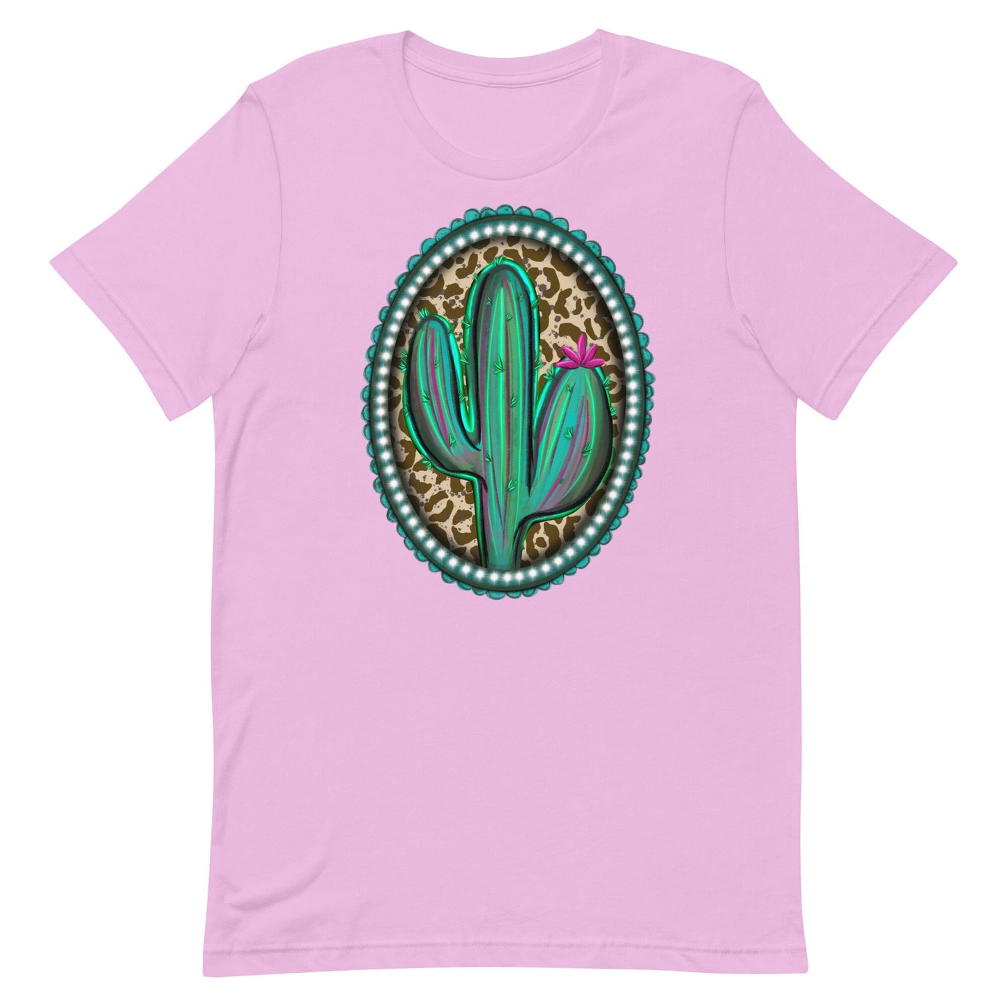 Cactus Leopard print Western BroochUnisex t-shirt