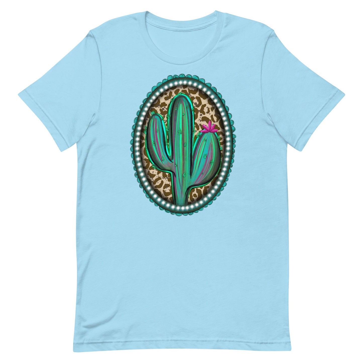 Cactus Leopard print Western BroochUnisex t-shirt