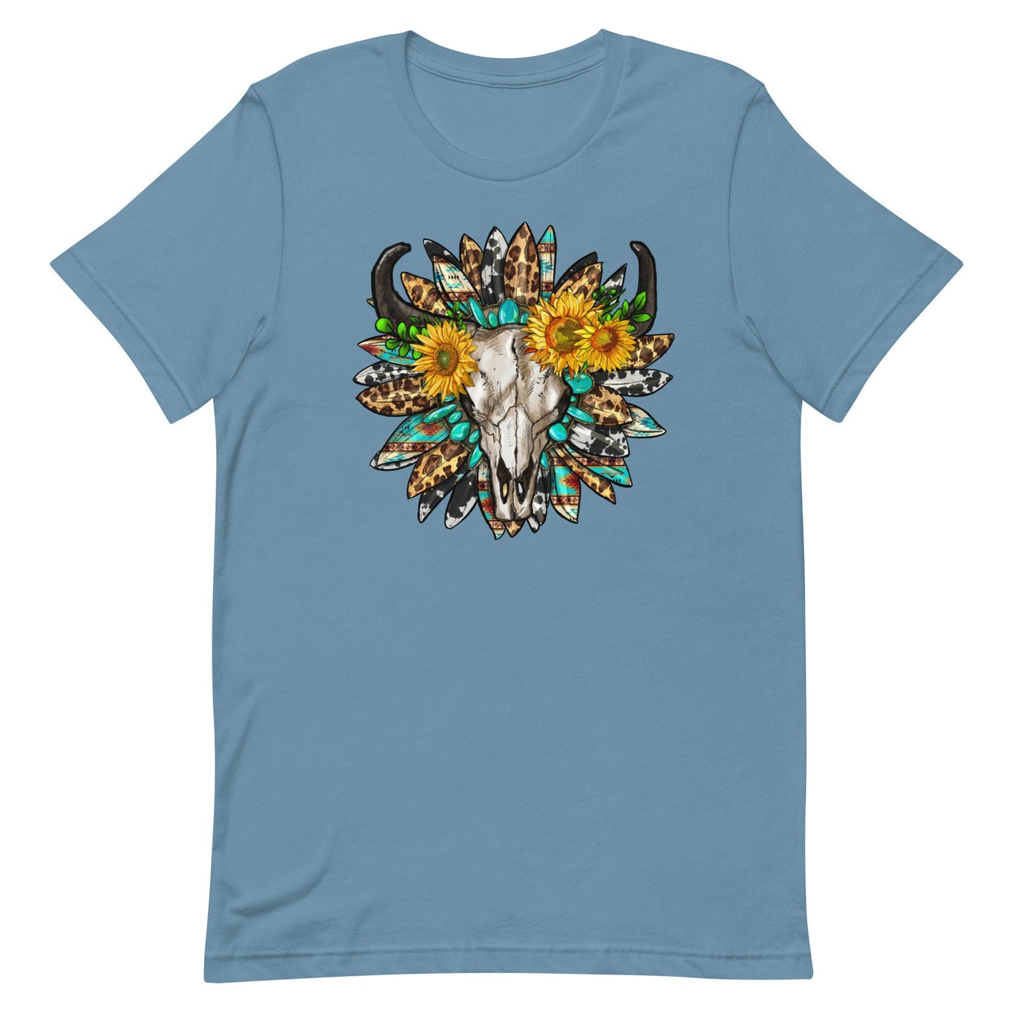 Aztec Skull with sunflowers Unisex t-shirt
