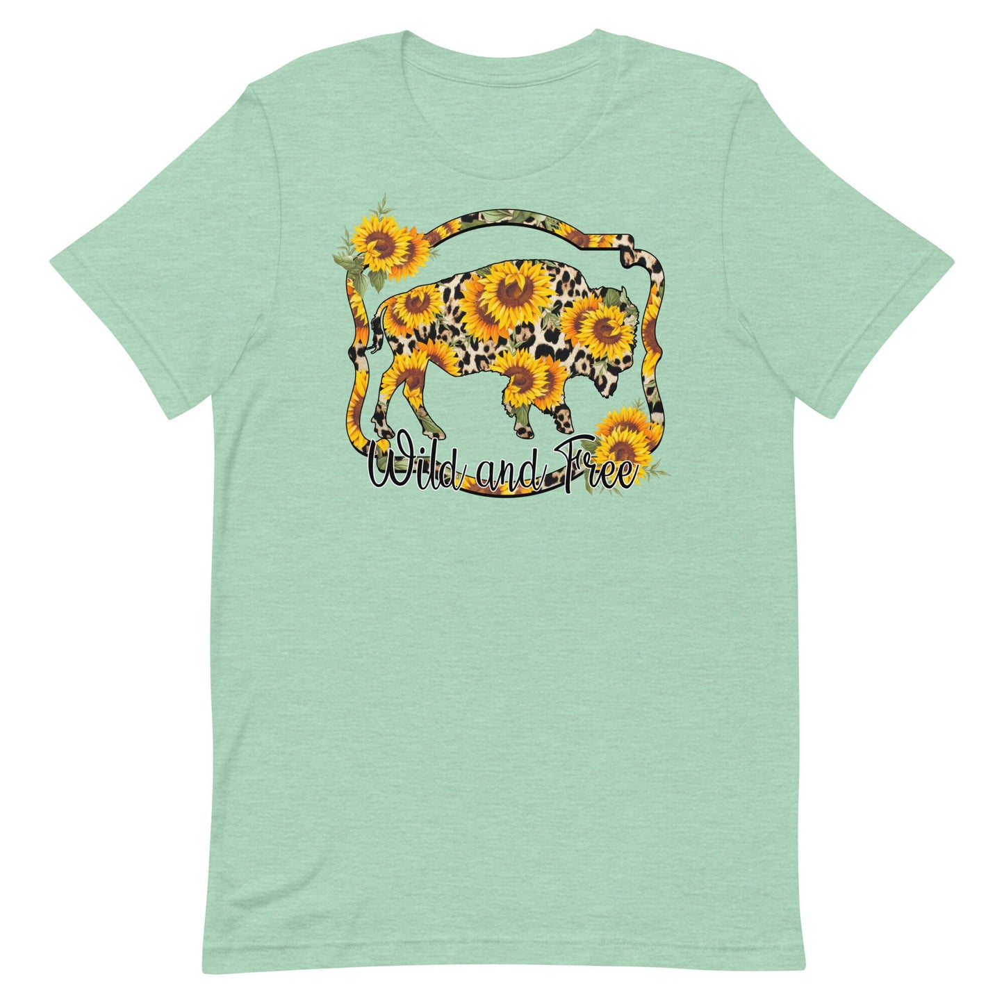 Wild and Free Western Bufflo Print with sunflowers Unisex t-shirt