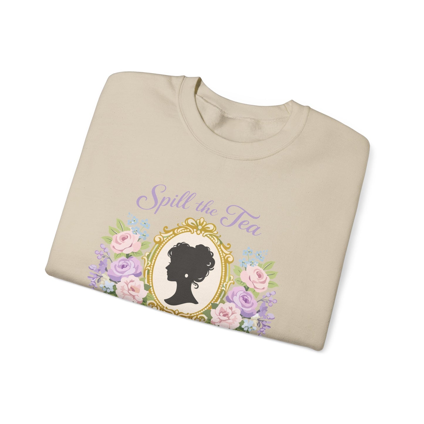 Spill the Tea Society Papers Crewneck Sweatshirt Floral Vintage Silhouette Bridgerton Shirt