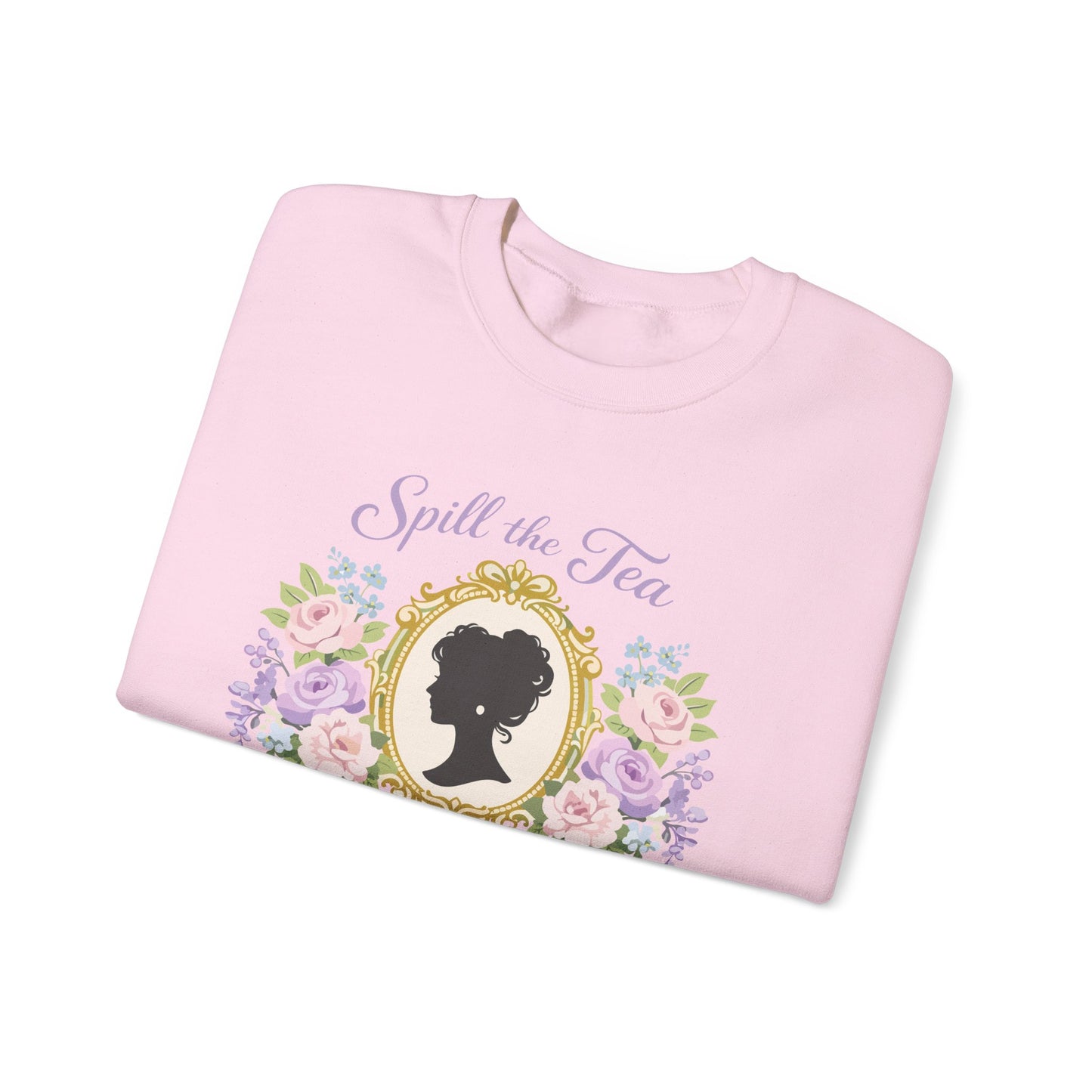 Spill the Tea Society Papers Crewneck Sweatshirt Floral Vintage Silhouette Bridgerton Shirt