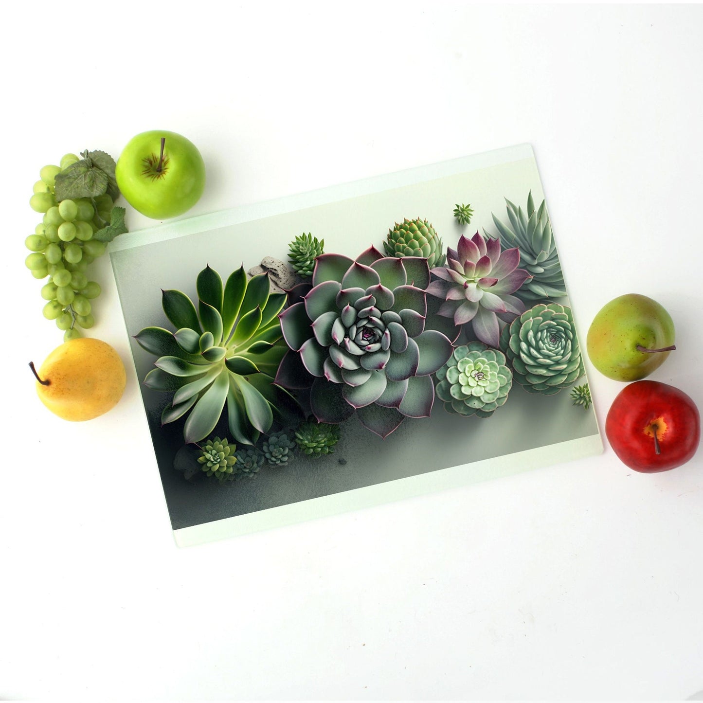 Succulents Glass  Cutting Board Lrg. (15.75" x 11.5")