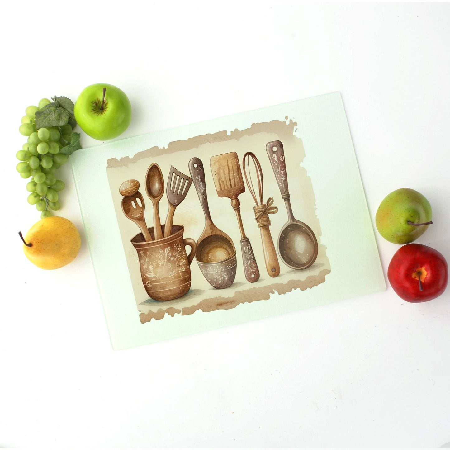 Country Kitchen Glass Cutting Board Lrg. (15.75" x 11.5")