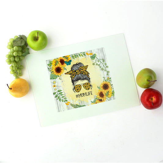 Sunflower #Momlife Cutting Board Lrg. (15.75" x 11.5")