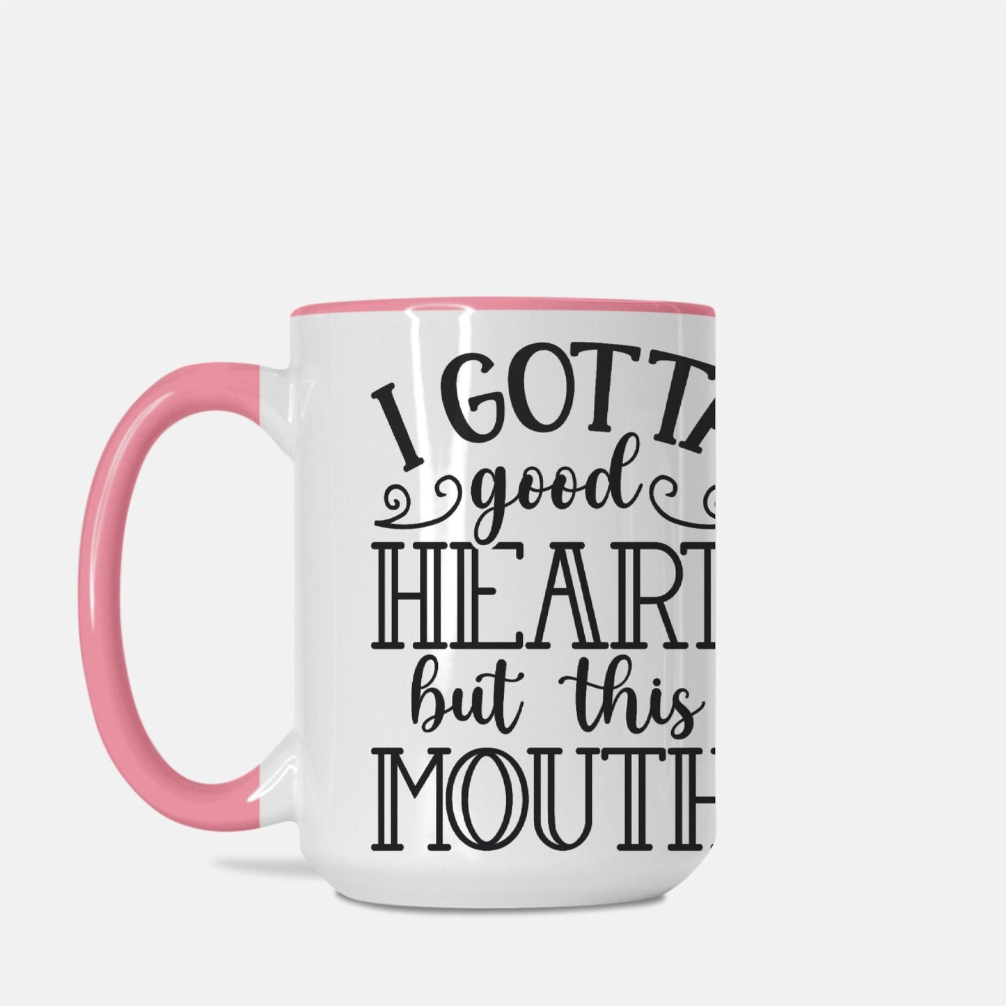 Heart and Mouth Mug Deluxe 15oz. (Pink + White)