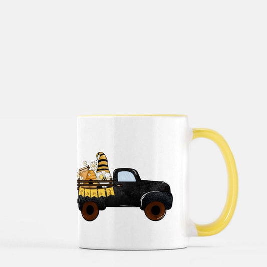 Vintage Honey Truck with Gnome Mug 11 oz. (Yellow + White)