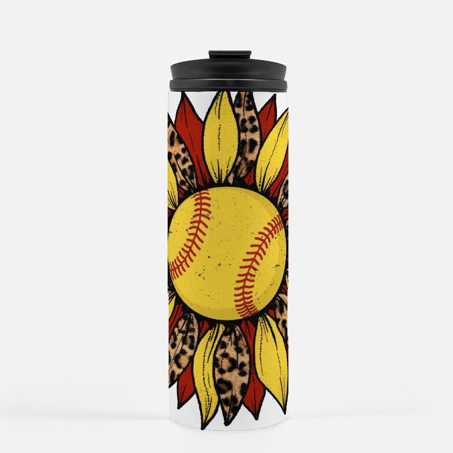 Softball Sunflower Thermal Tumbler 16 oz.