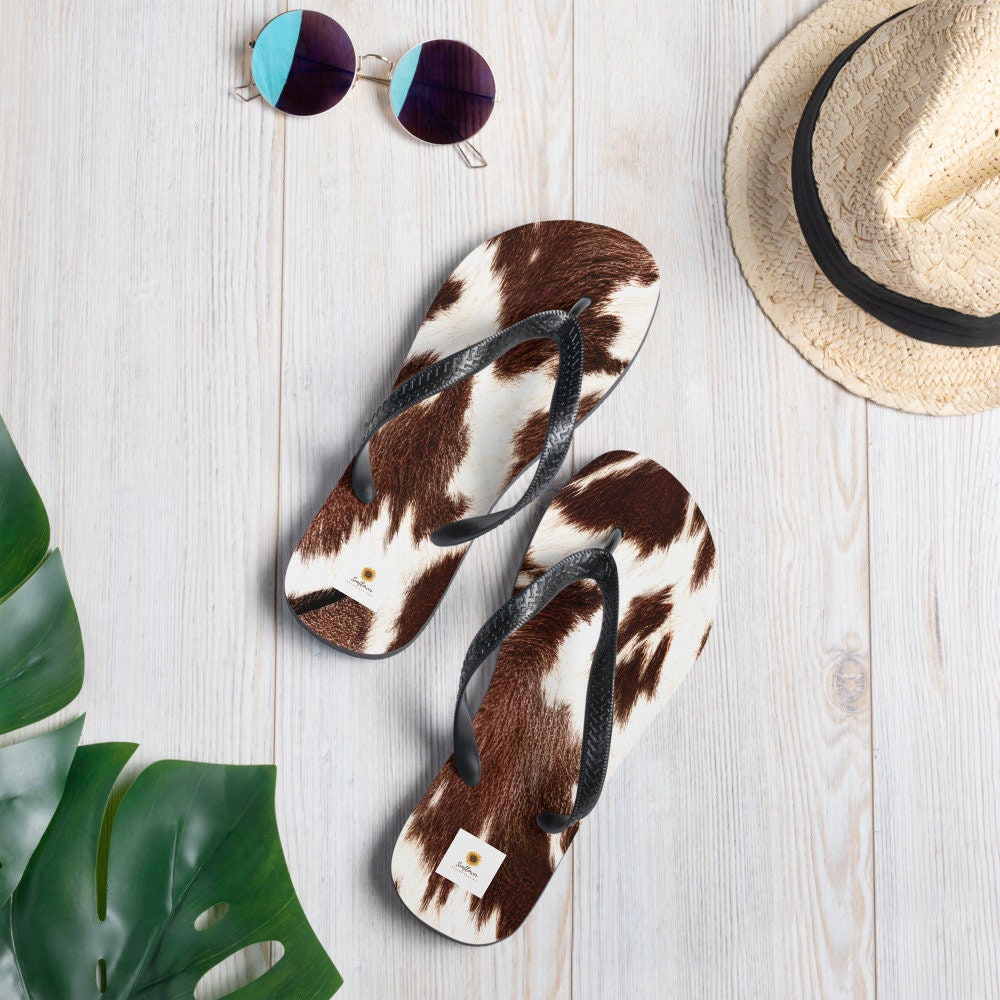 Cowhide Flip-Flops - Western Style Women's Sandals