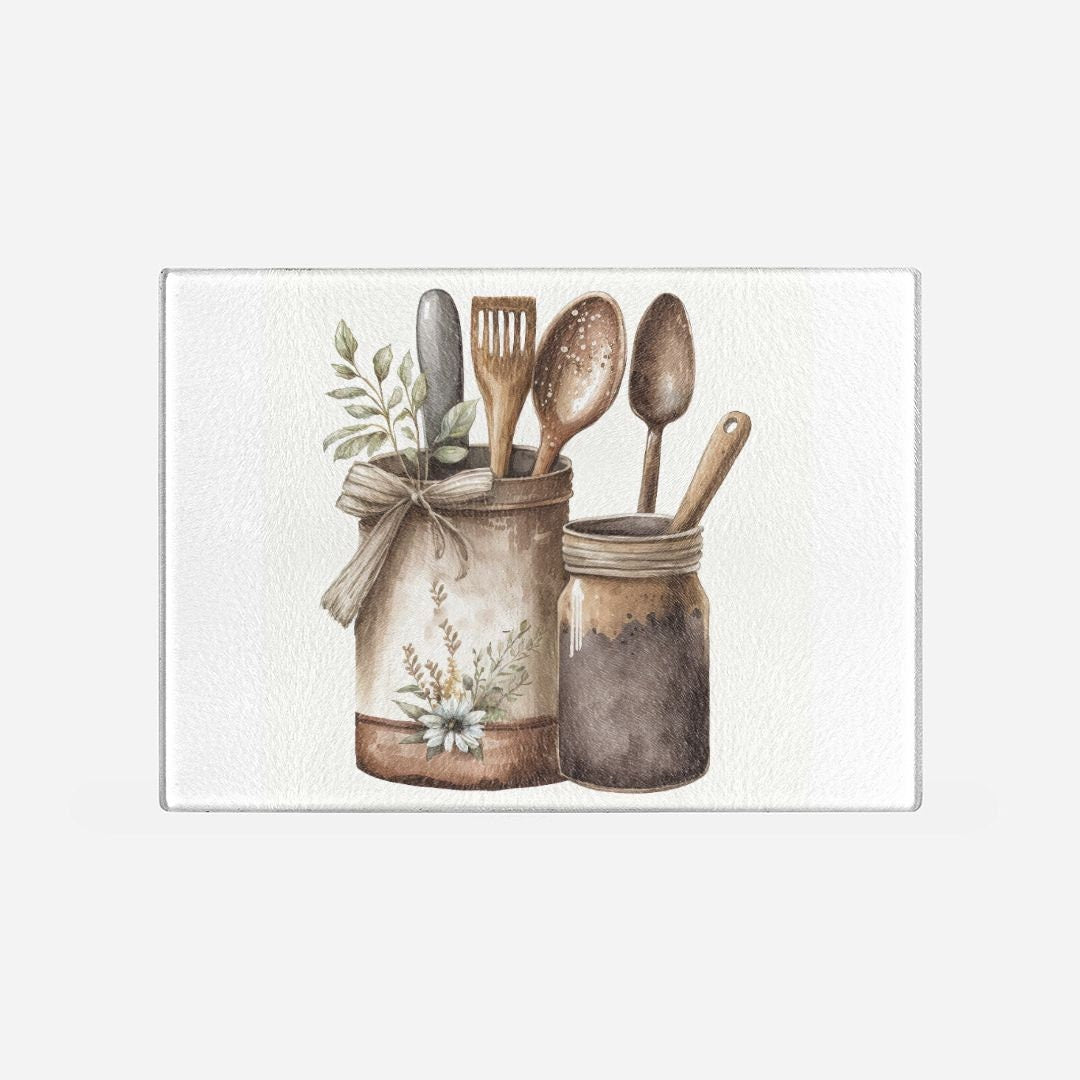 Primitive Country Glass Cutting Board Lrg. (15.75" x 11.5")