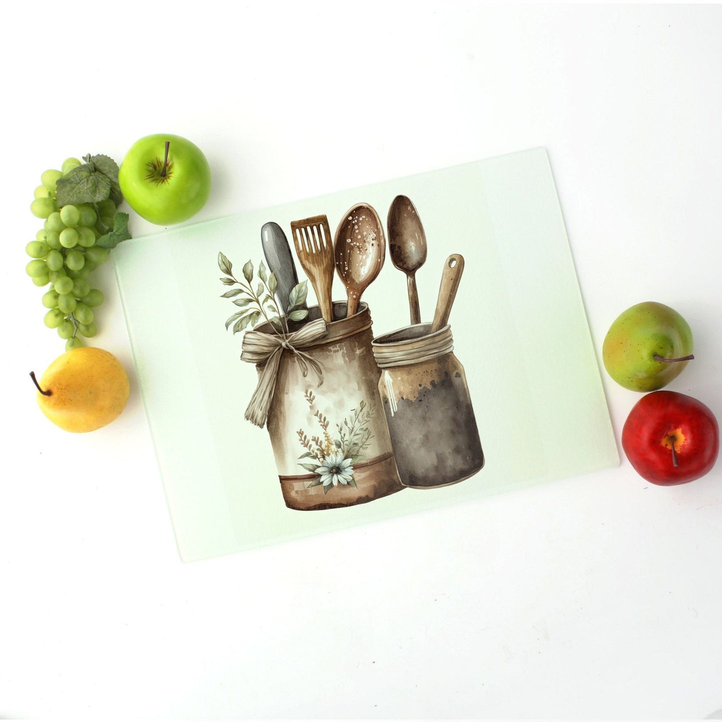 Primitive Country Glass Cutting Board Lrg. (15.75" x 11.5")