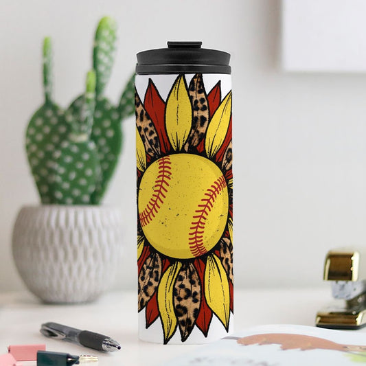 Softball Sunflower Thermal Tumbler 16 oz.