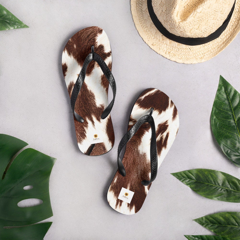 Cowhide Flip-Flops - Western Style Women's Sandals