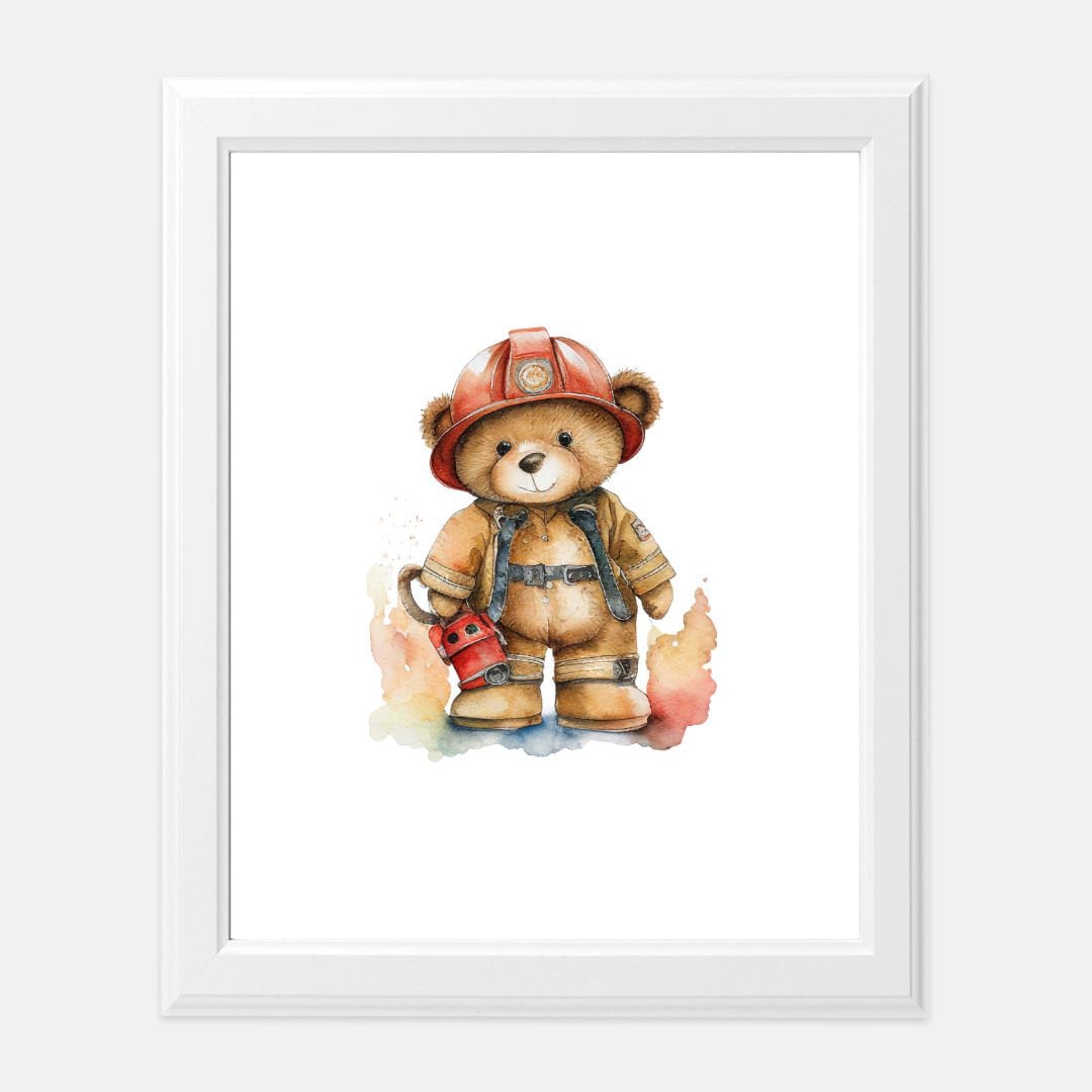 The Fire in my heart - Fireman Bear Print 8 x10