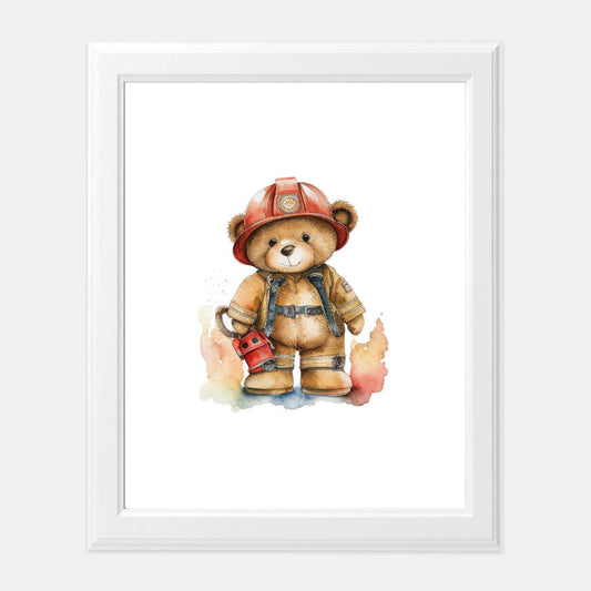 The Fire in my heart - Fireman Bear Print 8 x10
