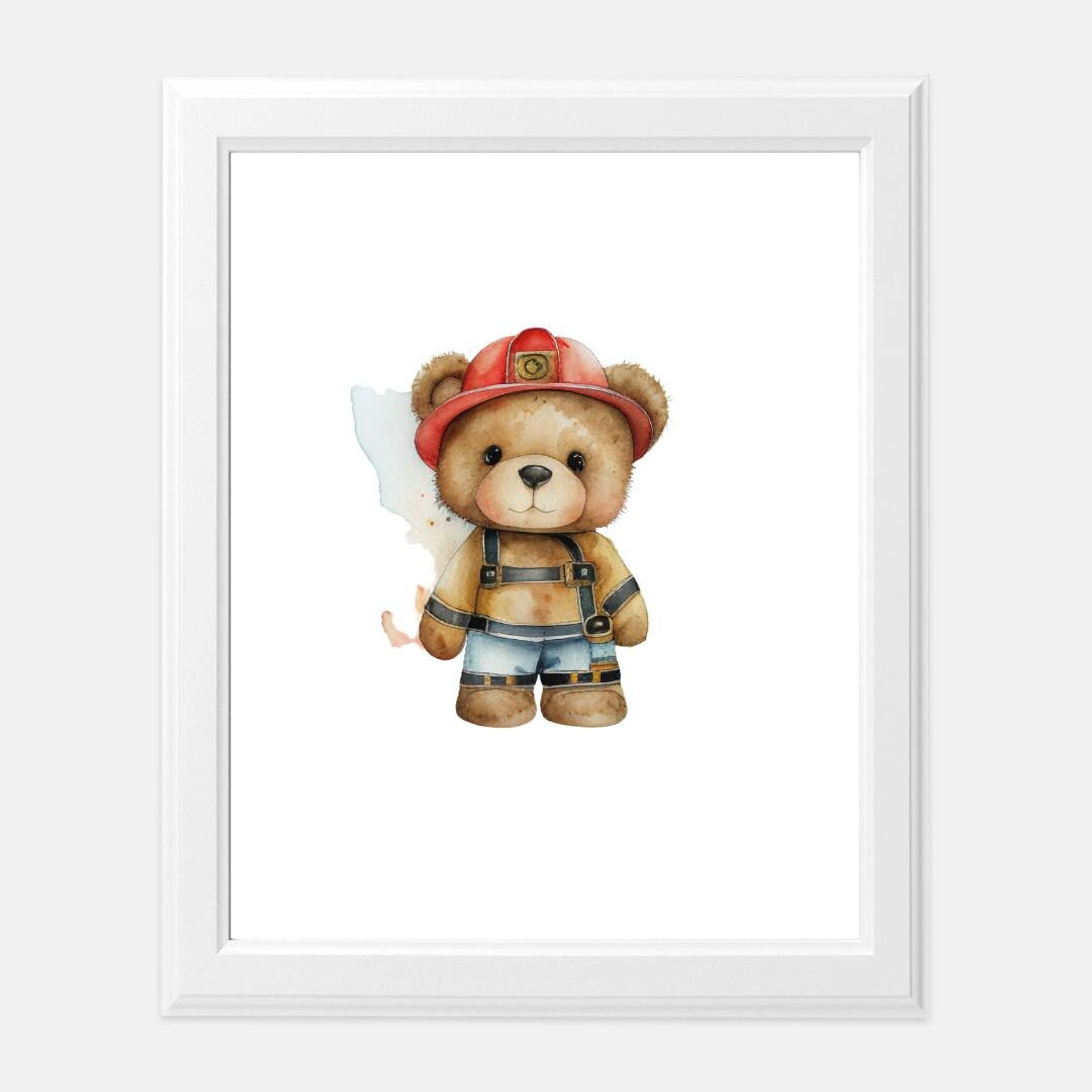 The fire in my soul- Baby bear firemen Print 8 x10