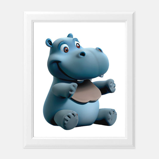 Cartoon Baby Hippo Print 8 x10