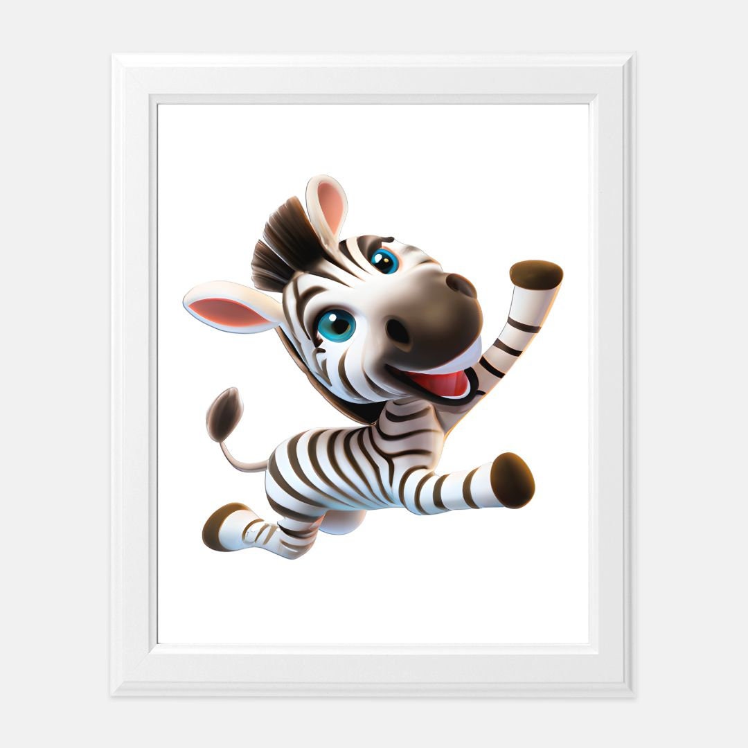 Cartoon Baby Zebra Print 8 x10