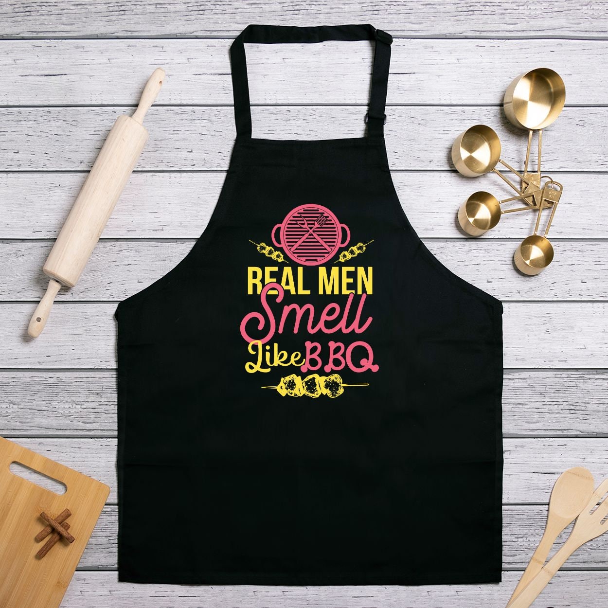 Real Men Smell Like BBQ Apron (Full-Length)