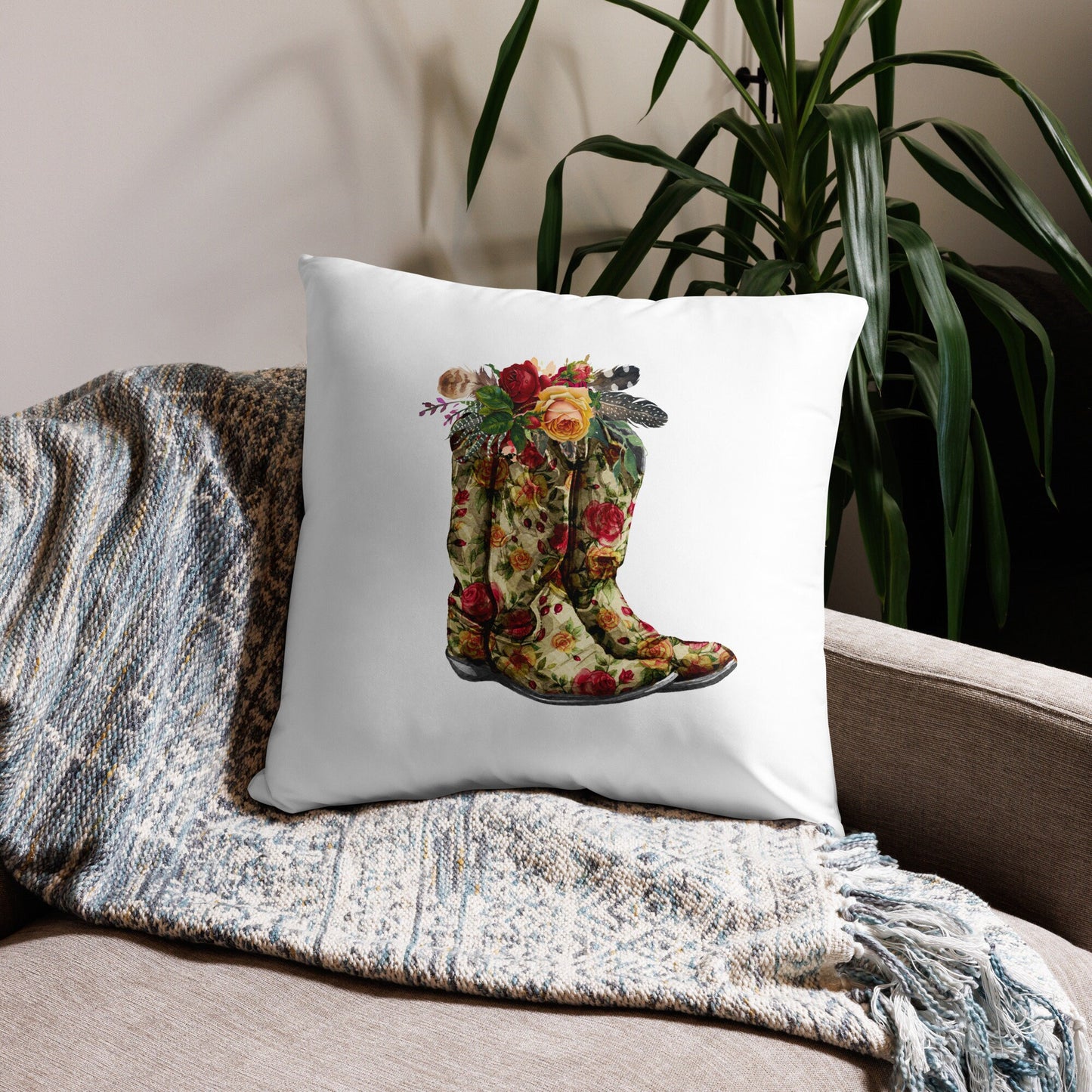 Boho Cowgirl Boots Pillow- Add a Touch of the Wild West to your home