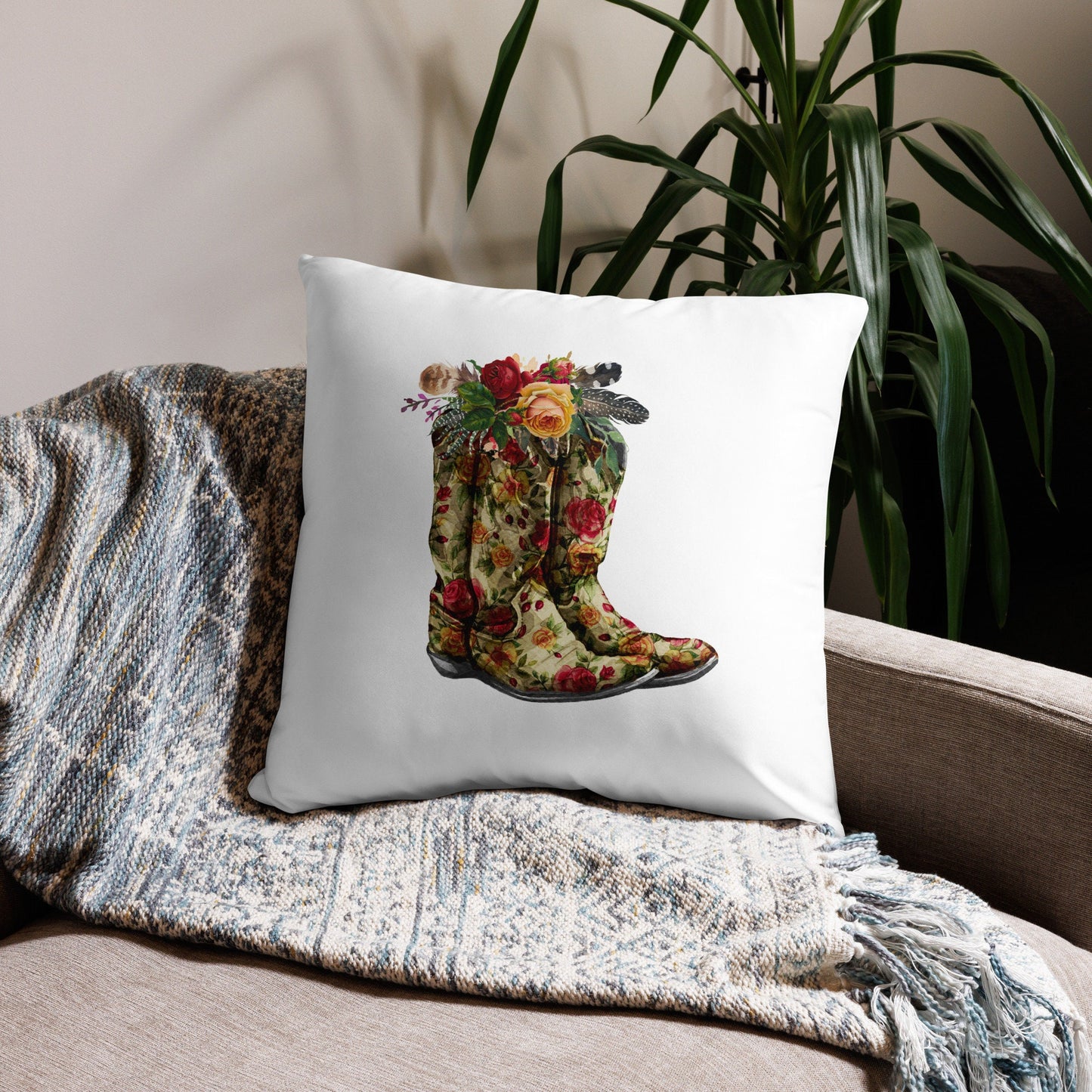 Boho Cowgirl Boots Pillow- Add a Touch of the Wild West to your home