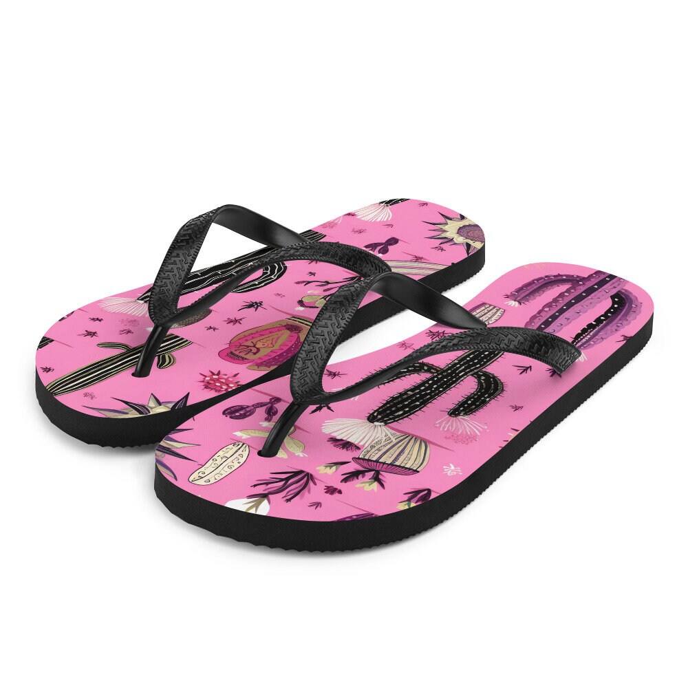 Pretty in Pink Cactus Flip-Flops