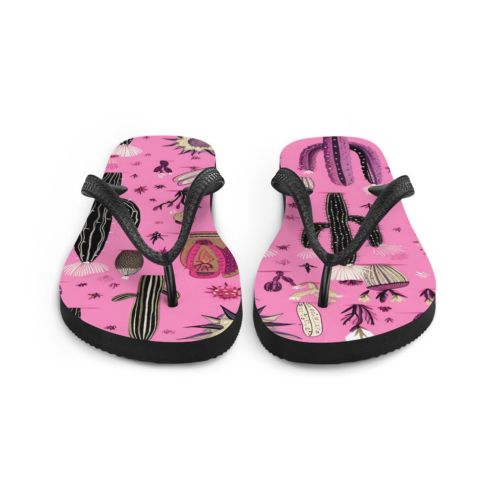 Pretty in Pink Cactus Flip-Flops
