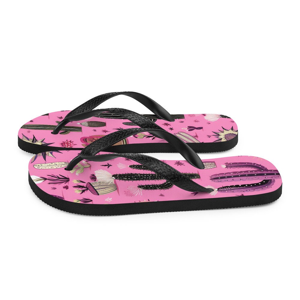 Pretty in Pink Cactus Flip-Flops