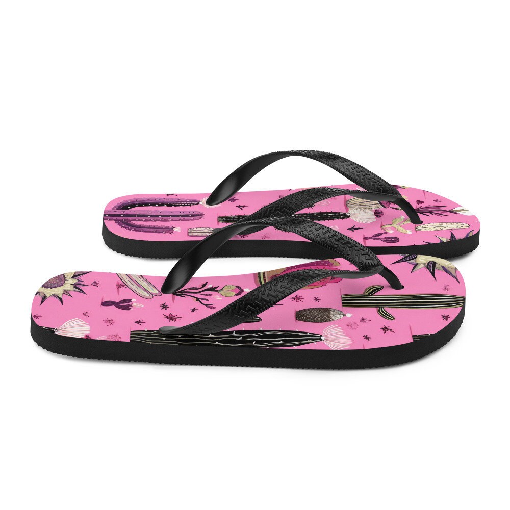 Pretty in Pink Cactus Flip-Flops