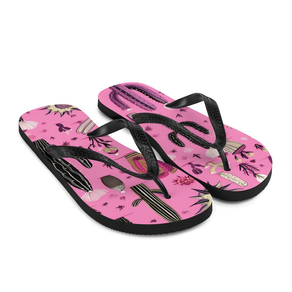 Pretty in Pink Cactus Flip-Flops