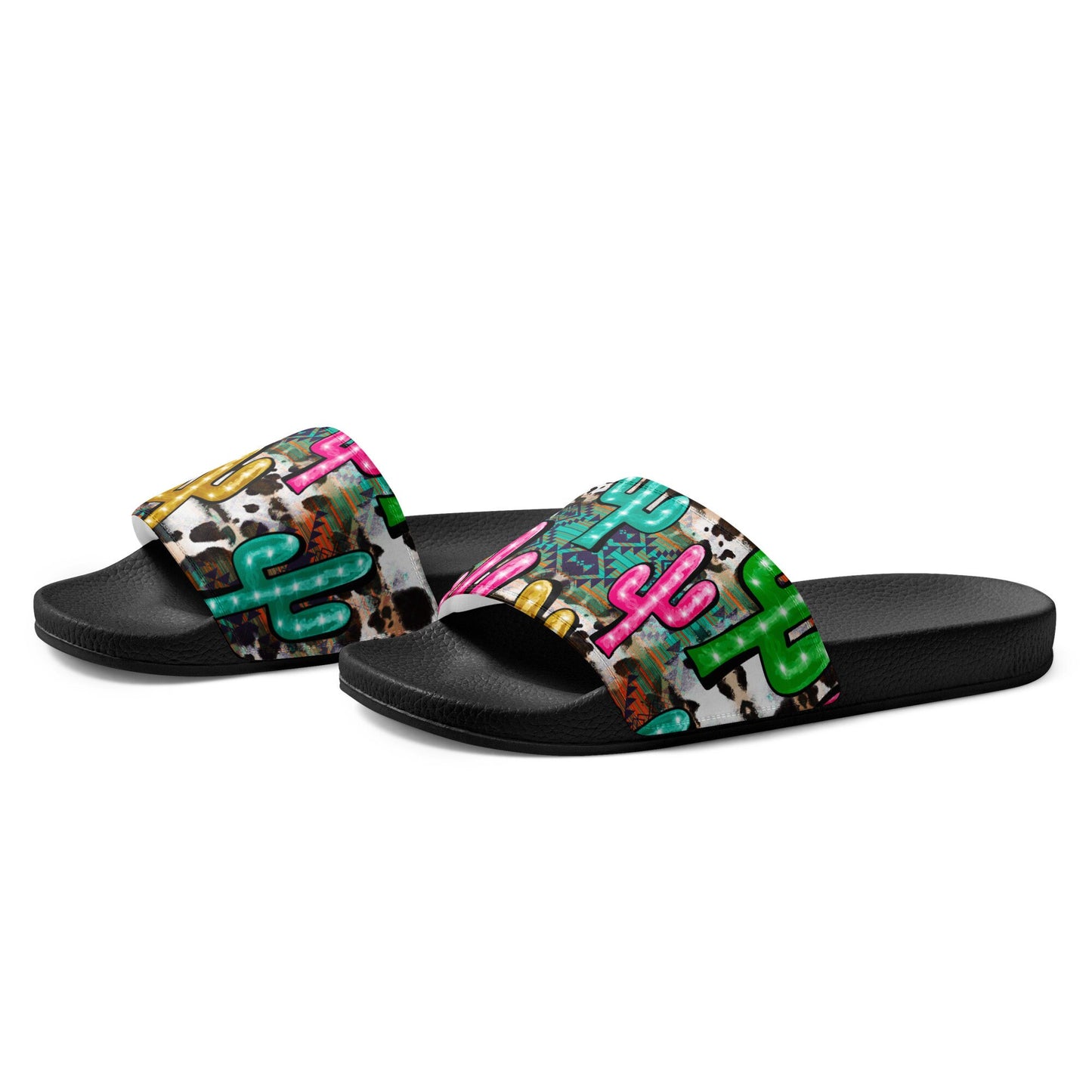 Neon Light Cactus Women's slides