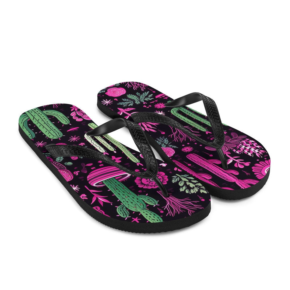 Western Purple Cactus Flip-Flops