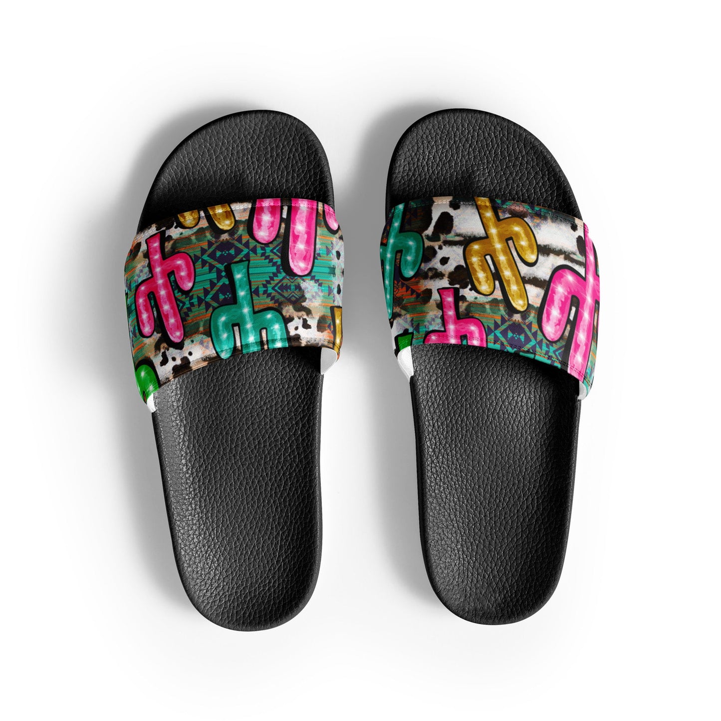 Neon Light Cactus Women's slides