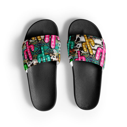 Neon Light Cactus Women's slides