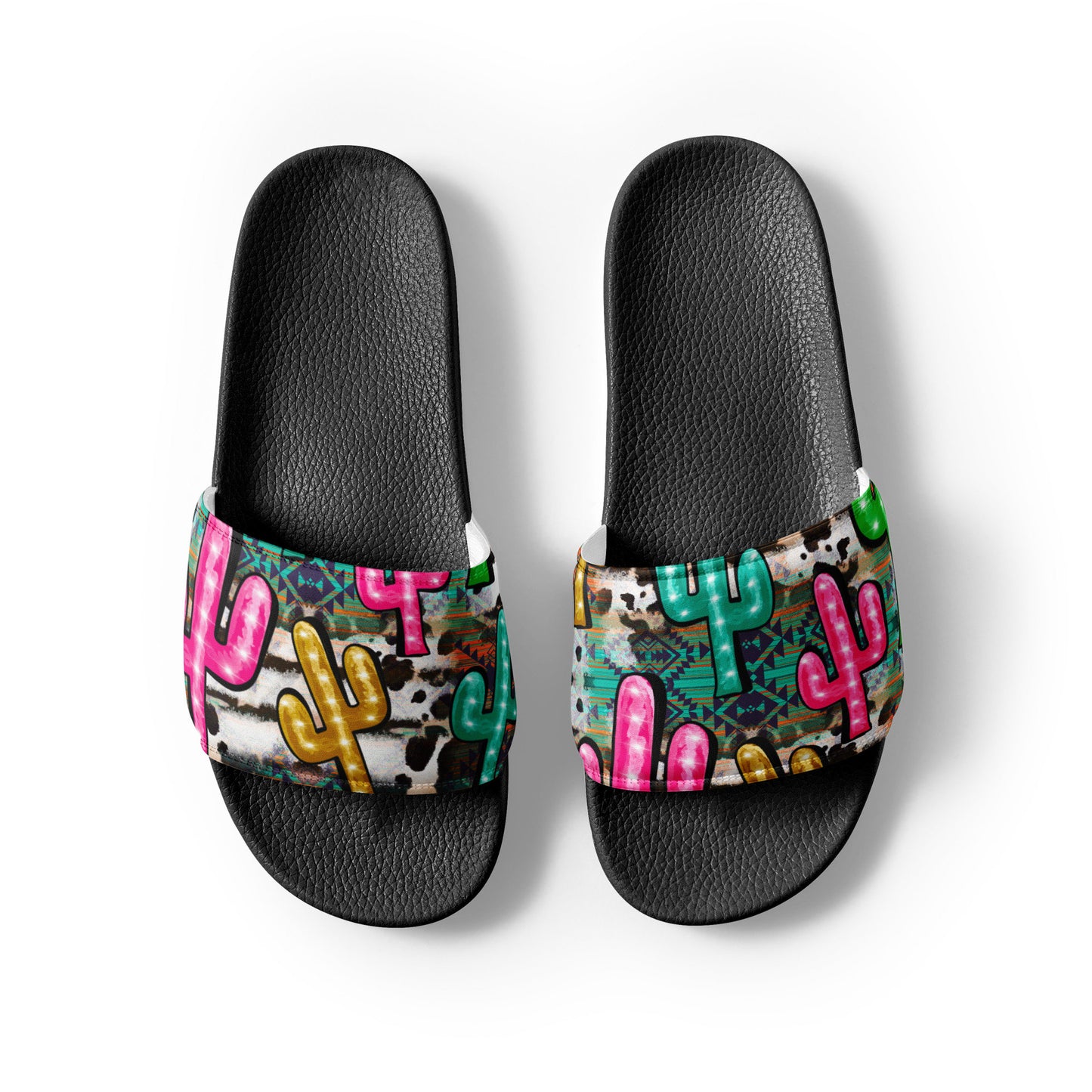 Neon Light Cactus Women's slides