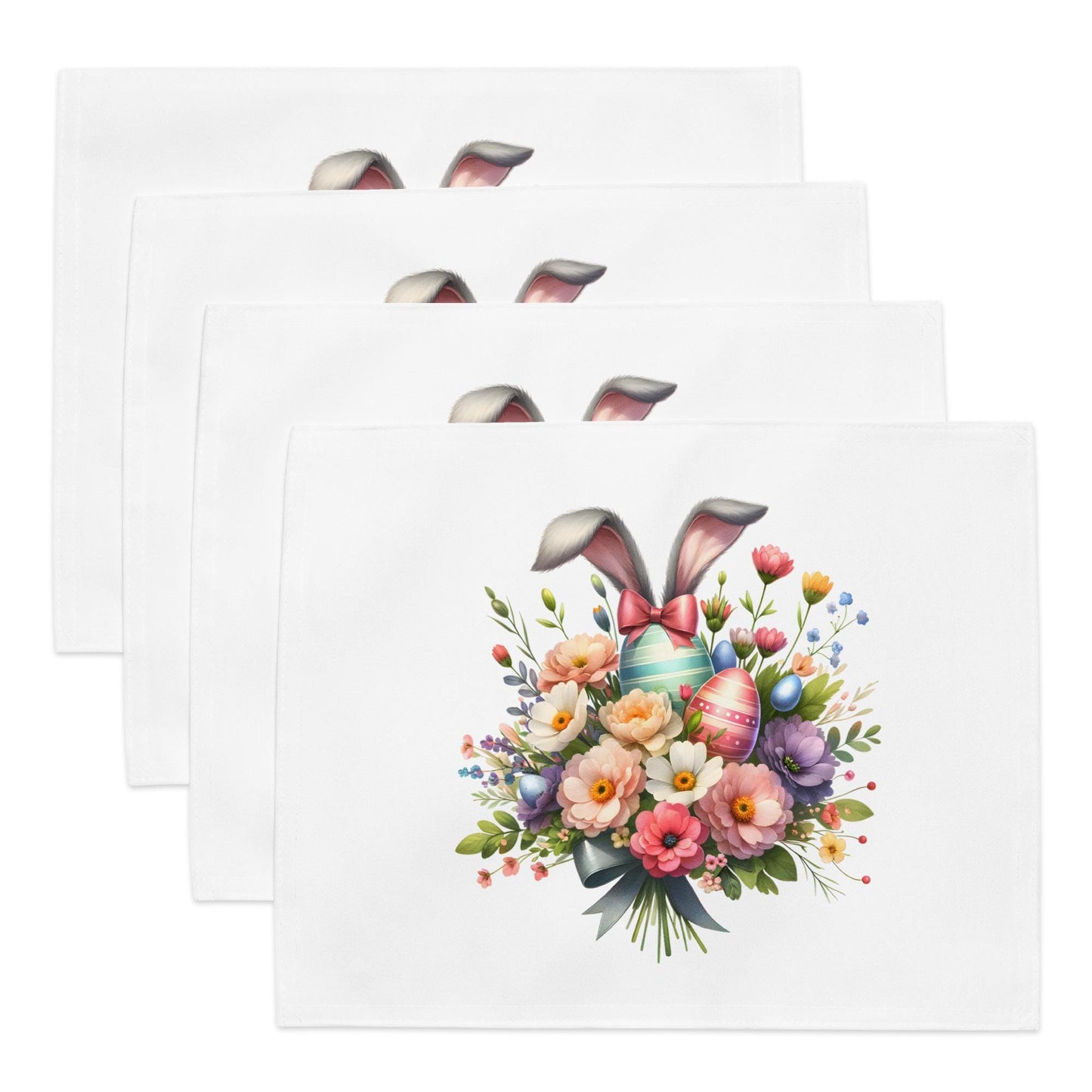 Easter Bouquet Placemat Set: Floral Bunny Table Decor