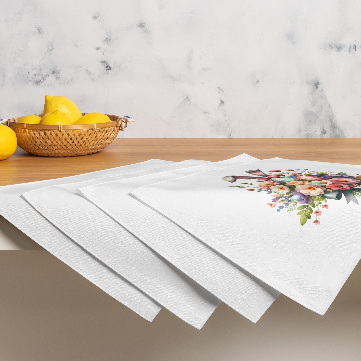 Easter Bouquet Placemat Set: Floral Bunny Table Decor