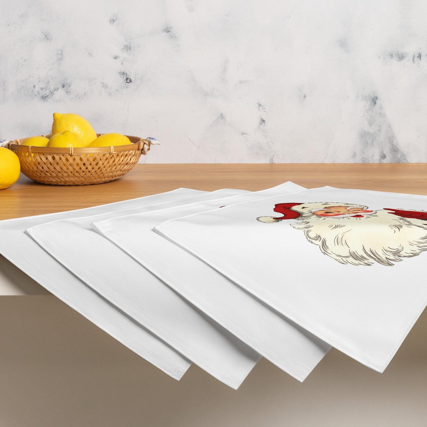 Santa Placemats Set: Christmas Table Decor, Water-Resistant