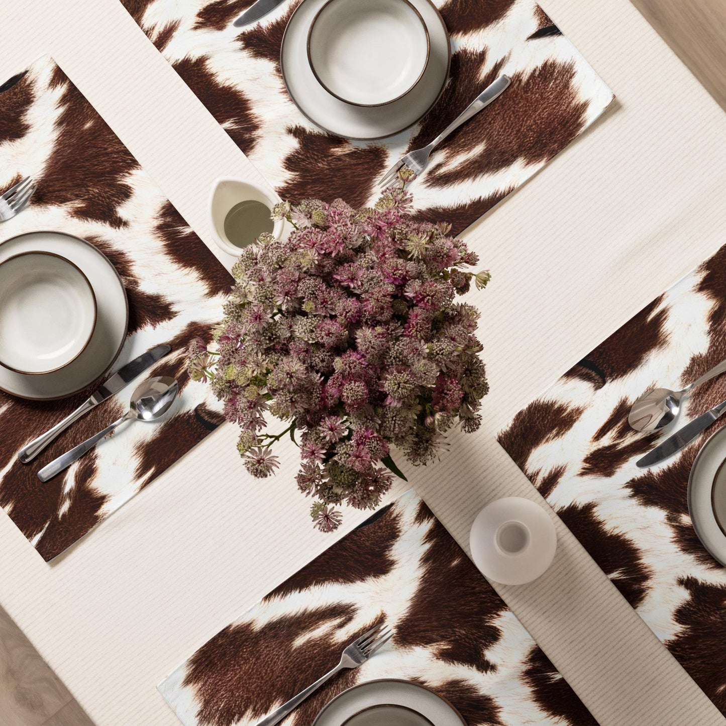 Cow Print Placemat Set: Country Western Table Decor