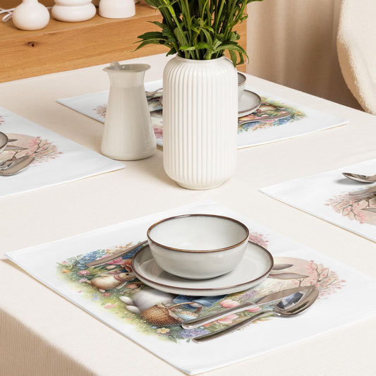 Easter Bunny Placemat Set: Floral Country Table Decor