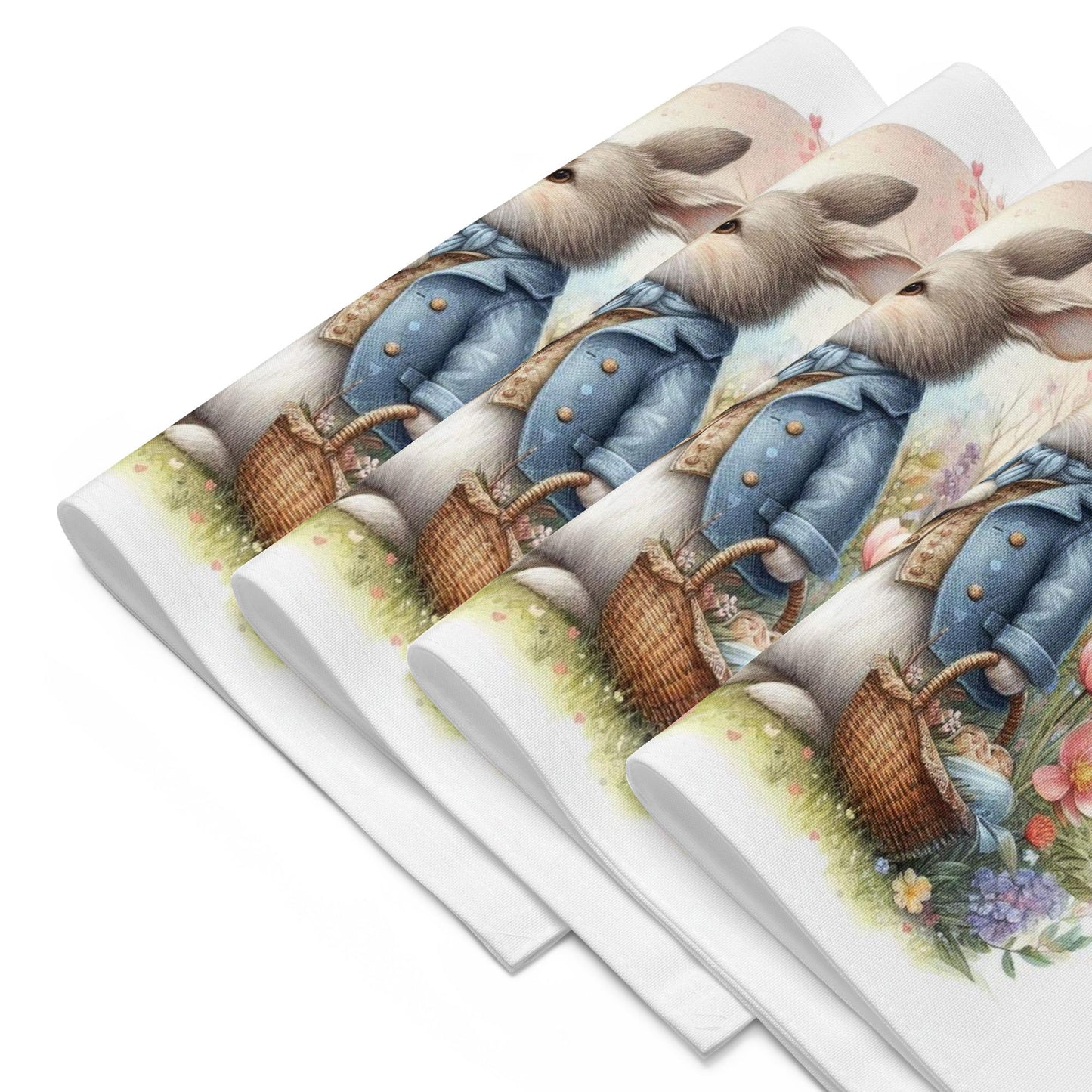 Easter Bunny Placemat Set: Floral Country Table Decor